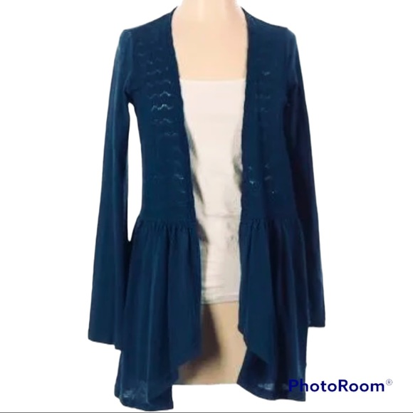 Suzanne Betro Blue Eyelet Open Cardigan. NWT - Picture 3 of 3